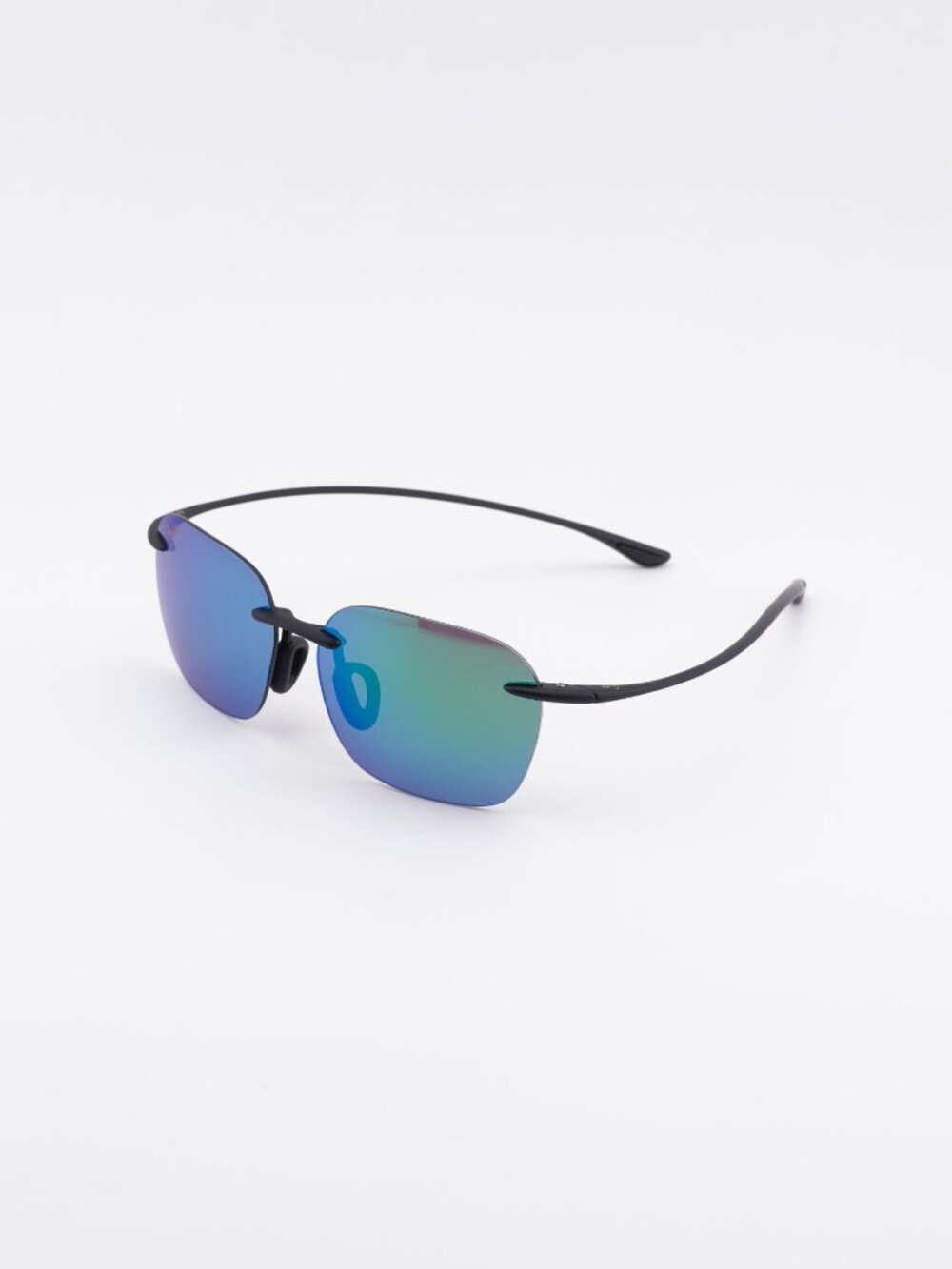 Maui Jim MJ446 2M Sunglasses Black Square Frame, Green Lenses